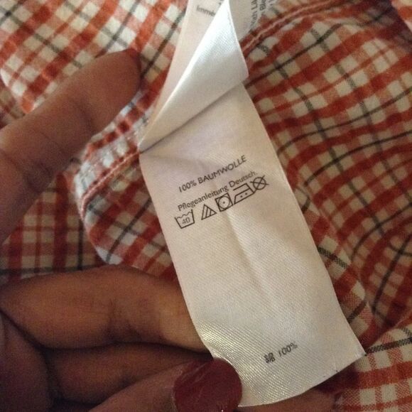 Eddie Bauer Orange Plaid Checkered Button Down Short Sleeve Men Shirt Medium - Picture 9 of 15